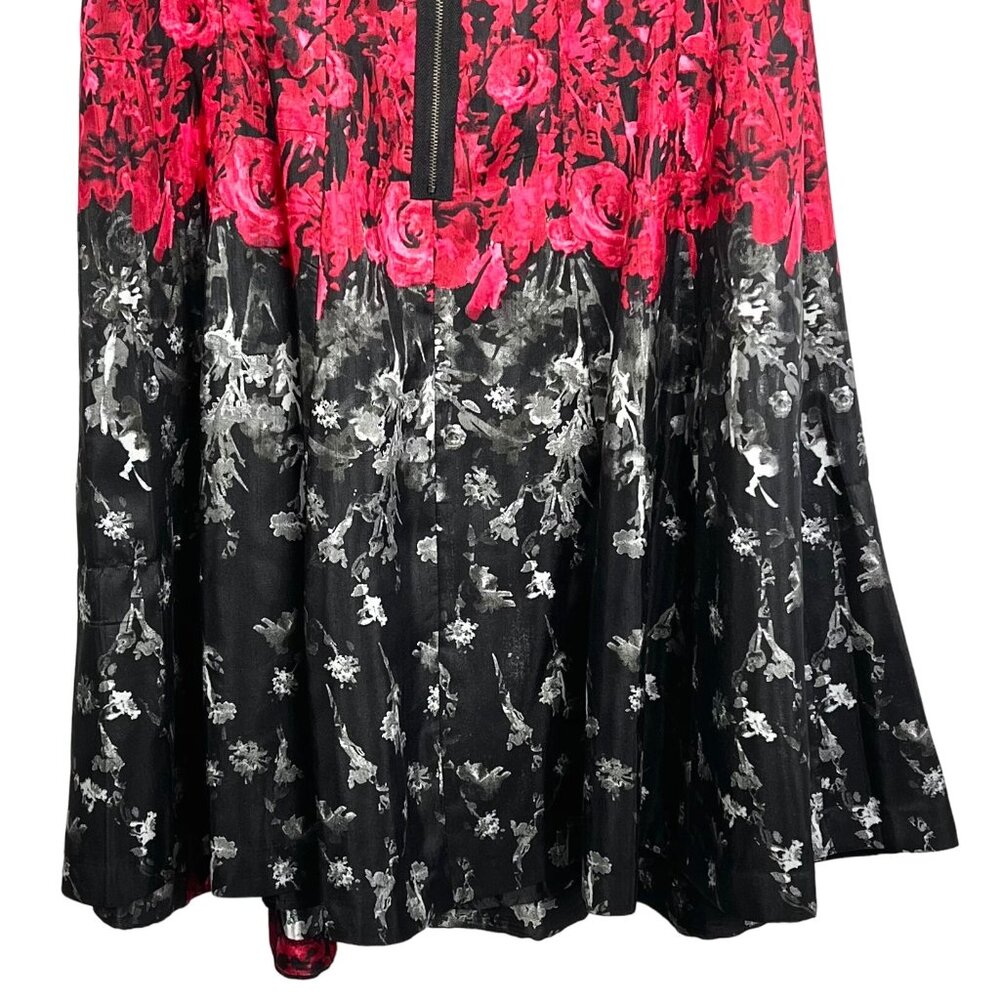 Dress Barn Floral Dress Lined Zipper Back A-Line Size 16 Black Red Gray EUC - Picture 9 of 12